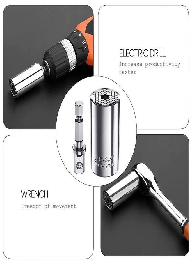 KBZONE Wrench Tool Kit, Universal Torque Wrench Head Set Socket Sleeve 7-19mm Power Drill Ratchet Bushing Spanner Key Magic Grip Multi Hand Tools - Image 5